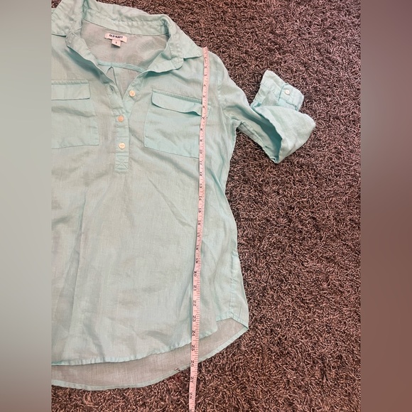 Old Navy Linen Blend Button Front Utility Shirt Aqua Blue Size M - Picture 7 of 7